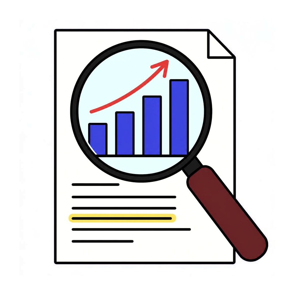 Ilustração de um documento de diagnóstico com gráficos e anotações